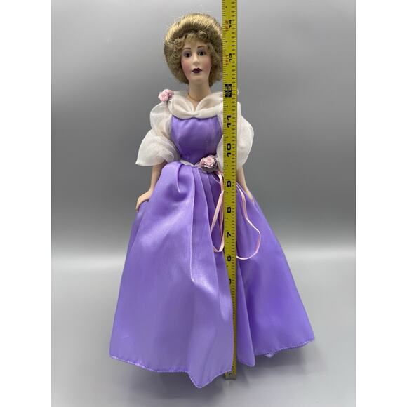 1988 Franklin Heirloom Gemstone Girl Amethyst Porcelain Doll 13” Vintage - Picture 10 of 14